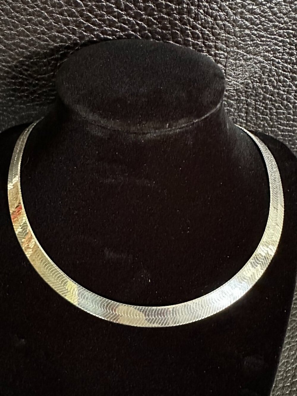 Sterling Silver 8.75mm Wide Herringbone Necklace 16"